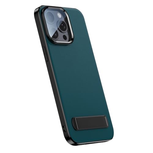 CHNZUX Custodia per iPhone 15Pro Max/15 Pro/15, in vera pelle, ultra sottile, con supporto, colore verde, dimensioni: 15 Pro)