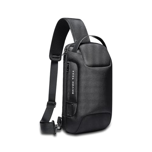 Borsello Uomo Tracolla Zaino Monospalla Uomo Zaino Uomo Antifurto da Trekking Viaggio Moto Zaini Casual Impermeabile con Porta di Ricarica USB, Borsa Adatto per iPad da 10,2 Pollici Donna Ragazzo