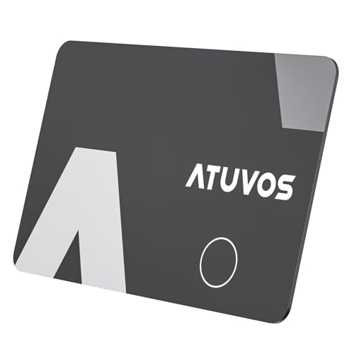 ATUVOS Air Tag Card Wallet Tracker Thin 1.6mm, Smart Tag compatibile con Apple Dov'è (solo iOS, Android non supportato), Bluetooth Localizzatore per Valigie, Portafoglio, Borse, Bagagli, 1 Pezzo Nero