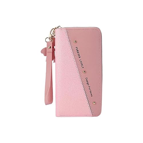 SCJJZ portafoglio donna, grande, piccolo, guess,Portamonete in pelle PU Elegante con doppia cucitura rosa