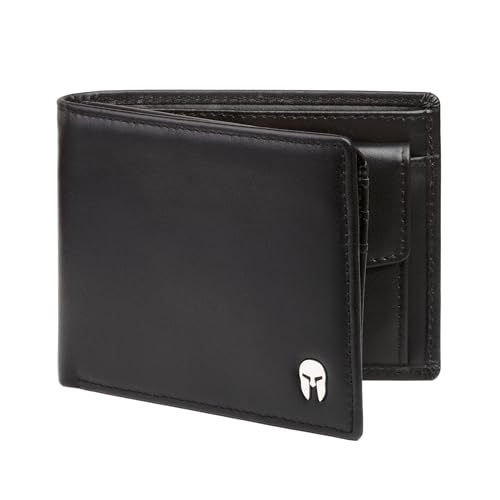 SPARTANO Portafoglio Uomo con Protezione RFID, 11 Slot per Carte Credito, 1 Tasca Portamonete, 2 Scomparti Banconote, 3 Tasche interne - ZEUS (Nero)