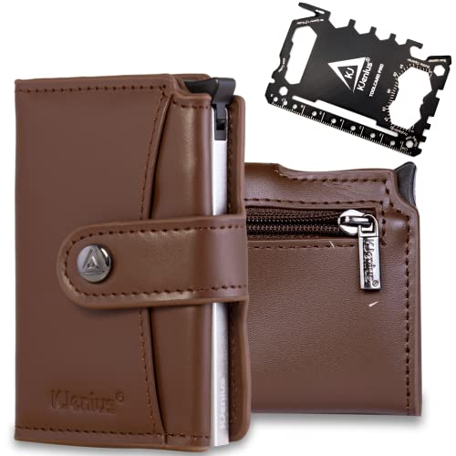 KJENIUS Dante | Porta Carte Di Credito Uomo Schermato RFID Protection + Multitool 46 in 1 | Portafoglio Uomo Slim con Portamonete Porta Tessere e Banconote Tascabile | Confezione Regalo Uomo Originale