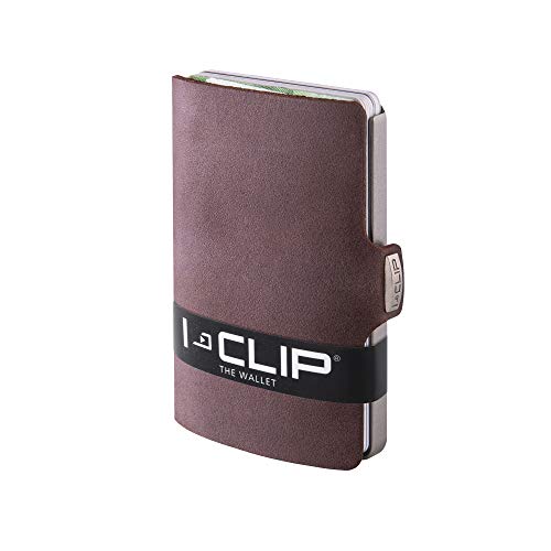 I-CLIP ® Original | Portafoglio Uomo in Pelle | Mini Porta Carte di Credito | Portatessere Tascabile Piccolo Slim | Idea Regalo Uomo | Wallet Originale da Collezione | Soft Touch Marrone