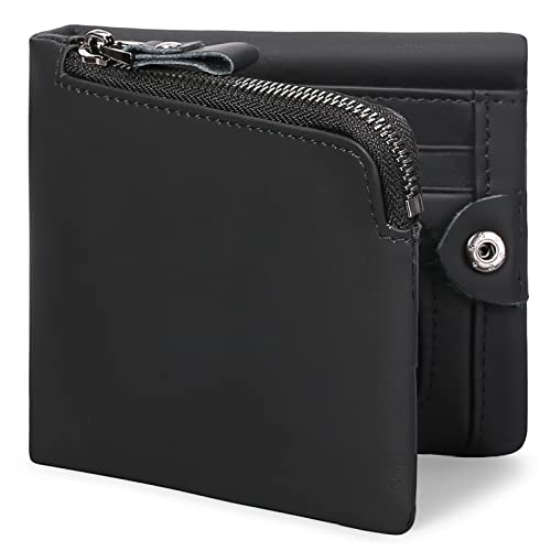SENDEFN Portafoglio da uomo in vera pelle RFID blocco Portafoglio Bifold per uomo con cerniera portamonete portafoglio