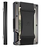 The Ridge Minimalist Slim Wallet For Men - Porta carte di credito tasca frontale con blocco RFID - Portafogli uomo piccolo in metallo alluminio con cinturino per contanti (canna di fucile)