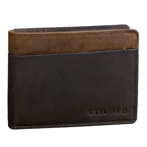 STILORD 'Sterling' Portafoglio Uomo in Pelle Bicolore con Protezione RFID Portafogli Vintage con Portamonete, Colore:marrone scuro