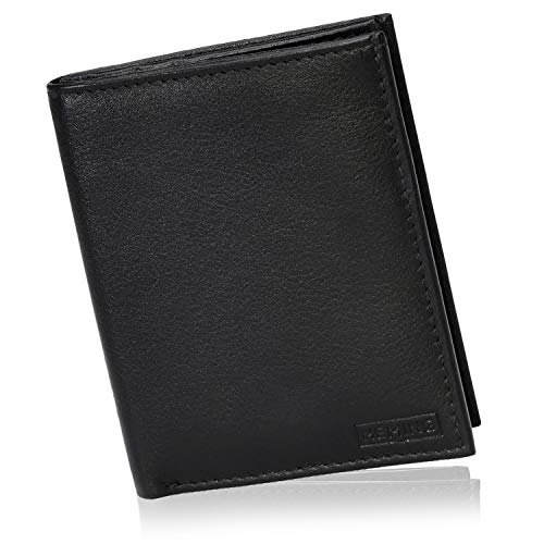 HEMING Portafoglio uomo slim nero - 100% pelle - piccolo sottile - Porta soldi e carte di credito - Portacarte - compatto