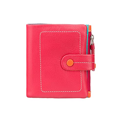 VISCONTI ® Portafoglio Donna Vera 100% Pelle con Portamonete Donna - Blocco RFID - Portafogli Porta Banconote Borsellino 1 Tasca con Cerniera -MIMI (M77 - Rosso Multi)