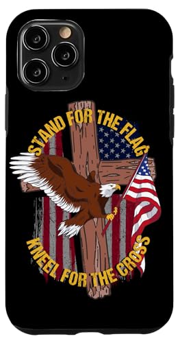 Custodia per iPhone 11 Pro Supporto per la bandiera inginocchiarsi per la croce patriottica religiosa