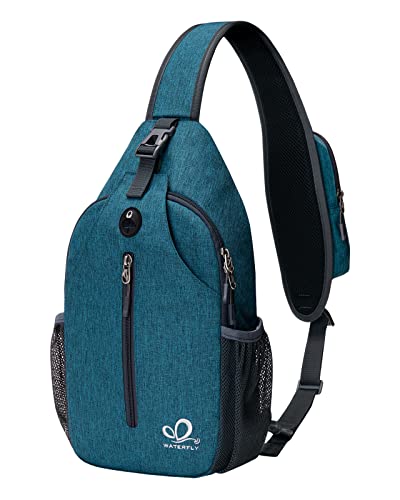 Waterfly Zaino Monospalla Sling Bag: Sportivo Borsello Monospalla Zaini Petto per Trekking Viaggio Lavoro Scuola Borsa Tracolla Monospalla Marsupio Uomo Donna (Blu pavone)