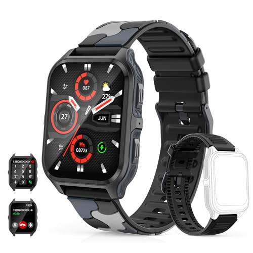 MIGOUFIT Smartwatch Uomo Donna Militare, Effettua/Risponde alle Chiamate, 1.83' HD Orologio Fitness Tracker con 100+ Modalità Sport, Sonno/Notifiche WhatsApp, Smart Watch Compatibile con iOS Android