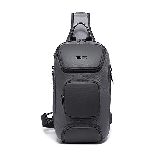 FANDARE Zaino Monospalla Grande Capacità Borsa a tracolla Uomo Sling Bag Business Borsello a tracolla Zaino Spalla Borsa a Spalla per Trekking Ciclismo Viaggio Sports Durevole Poliestere Grigio