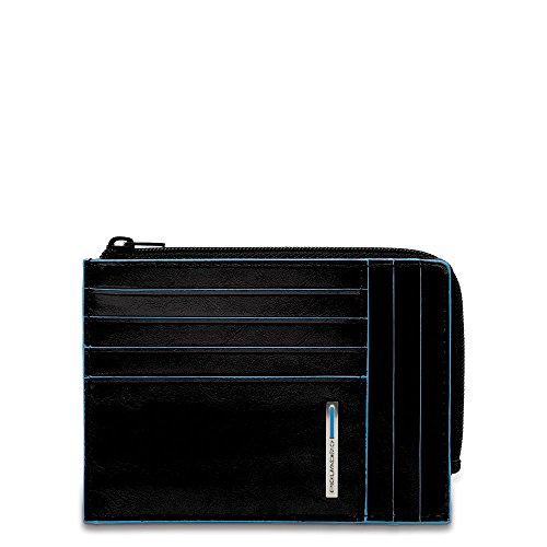 Piquadro Blue Square Portamonete con 8 Alloggiamenti per Carte di Credito, 12 cm, 0.43 litri, Nero