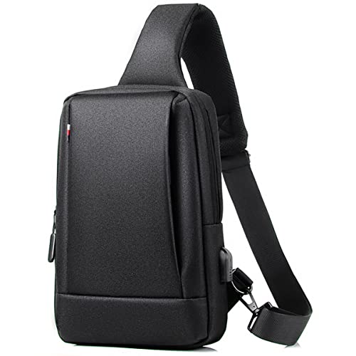 Mixroom - Zaino Monospalla Porta Tablet Borsa Zainetto borsello piccolo a Tracolla per Uomo Z19 Nero