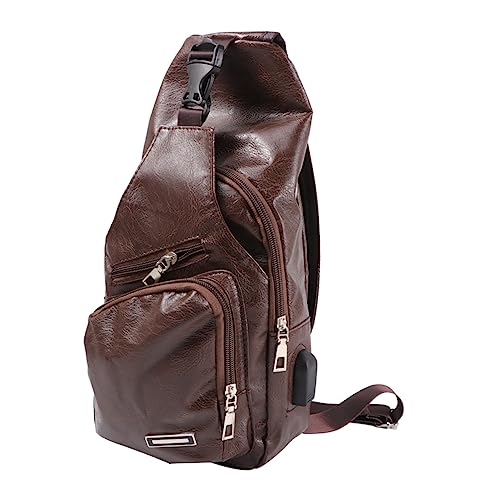 LIFKOME 1 Pc portamonete portafogli borsello wallet portasoldi borsa pettorale per uomo borsa a tracolla borsa da petto da uomo borsa da equitazione borsa sul petto Brown