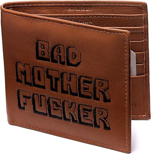 Bad Wallets Portafoglio Bad Mother Fucker, scritte ricamate, vera pelle