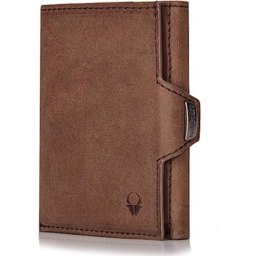 DONBOLSO Portafoglio NextGen - Wallet Uomo con Portamonete e Protezione RFID - Portafoglio Pelle Slim con Spazio per 11 Carte e Banconote - Colore Marrone Vintage - Misure 9 x 7,1 x 2 cm