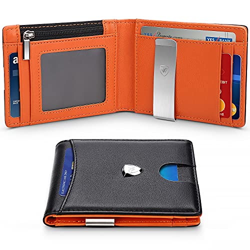 Generic Carte Di Credito, Accessori Da Viaggio Portafoglio Bi Fold Unisex Adulto, Nero E Arancione, 1.5 x 11.5 8.5cm