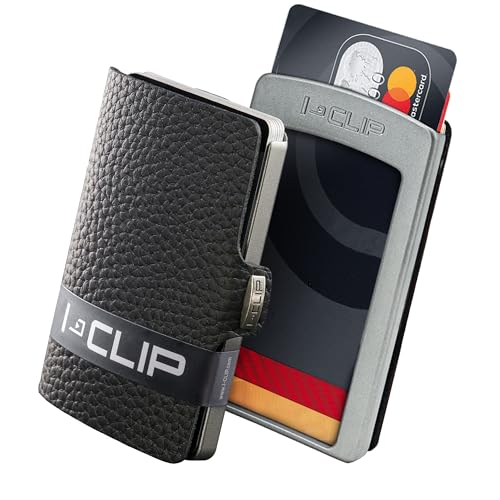 I-CLIP ® Original | Portafoglio Uomo Donna in Pelle | Mini Porta Carte di Credito | Portatessere Tascabile Piccolo Slim | Idea Regalo Uomo | Wallet Originale da Collezione | Pure Nero